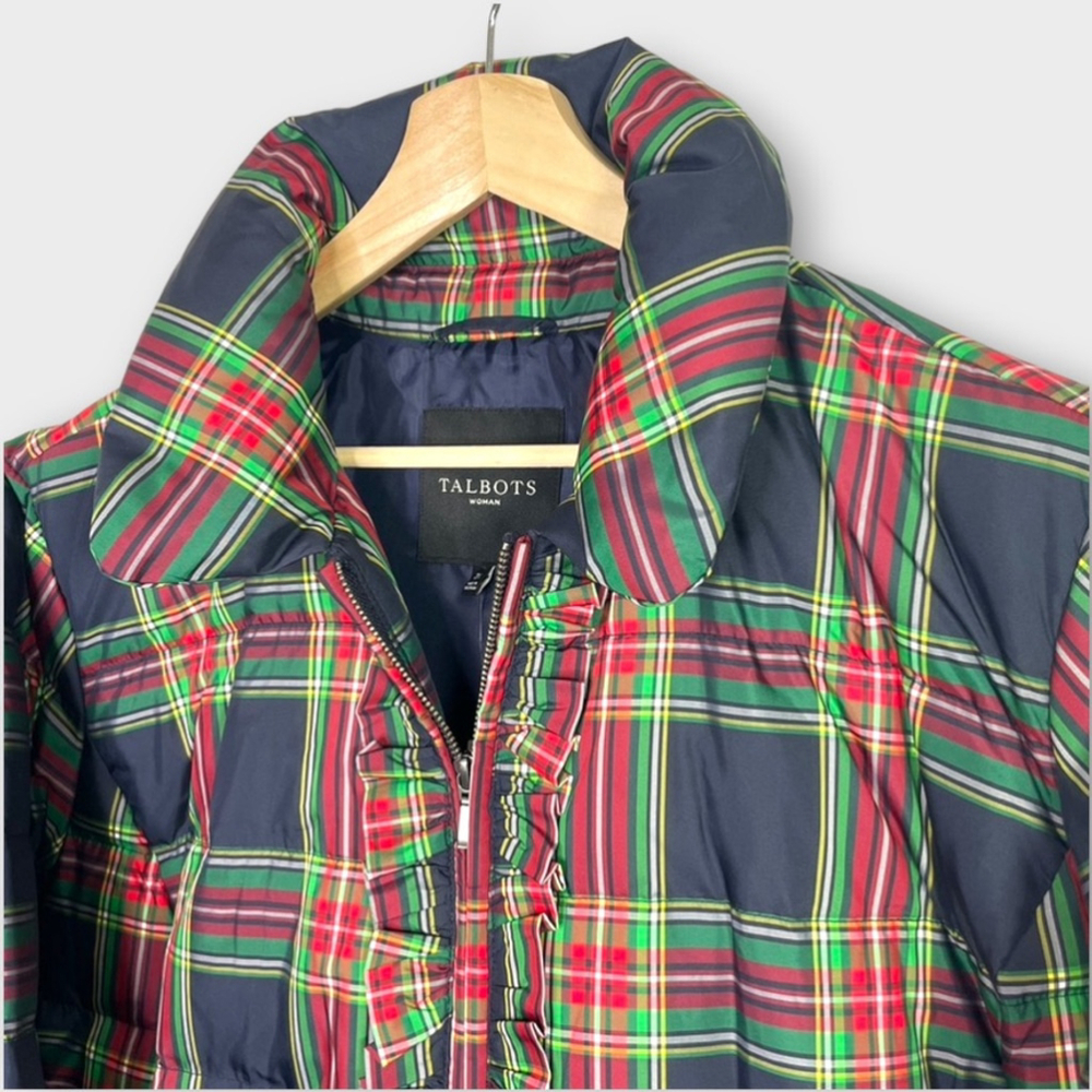 Talbots Plaid Puffer Jacket - Red, Green, Blue